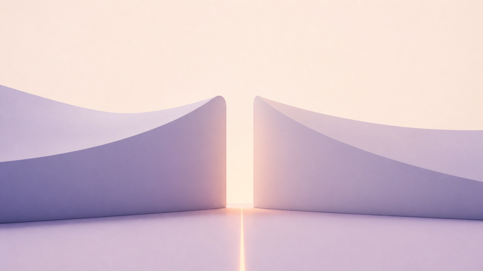 向かい合う二つの面の間に細い光の余白が残るCGイラスト