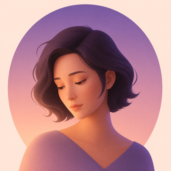返信を待つ時間の中で、自分の気持ちを見つめる女性のイラスト