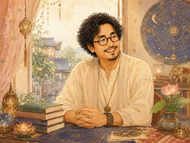 占術研究家・田中（あらいちゅー）のイメージイラスト